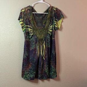 Peacock Printed Sequin Tunic